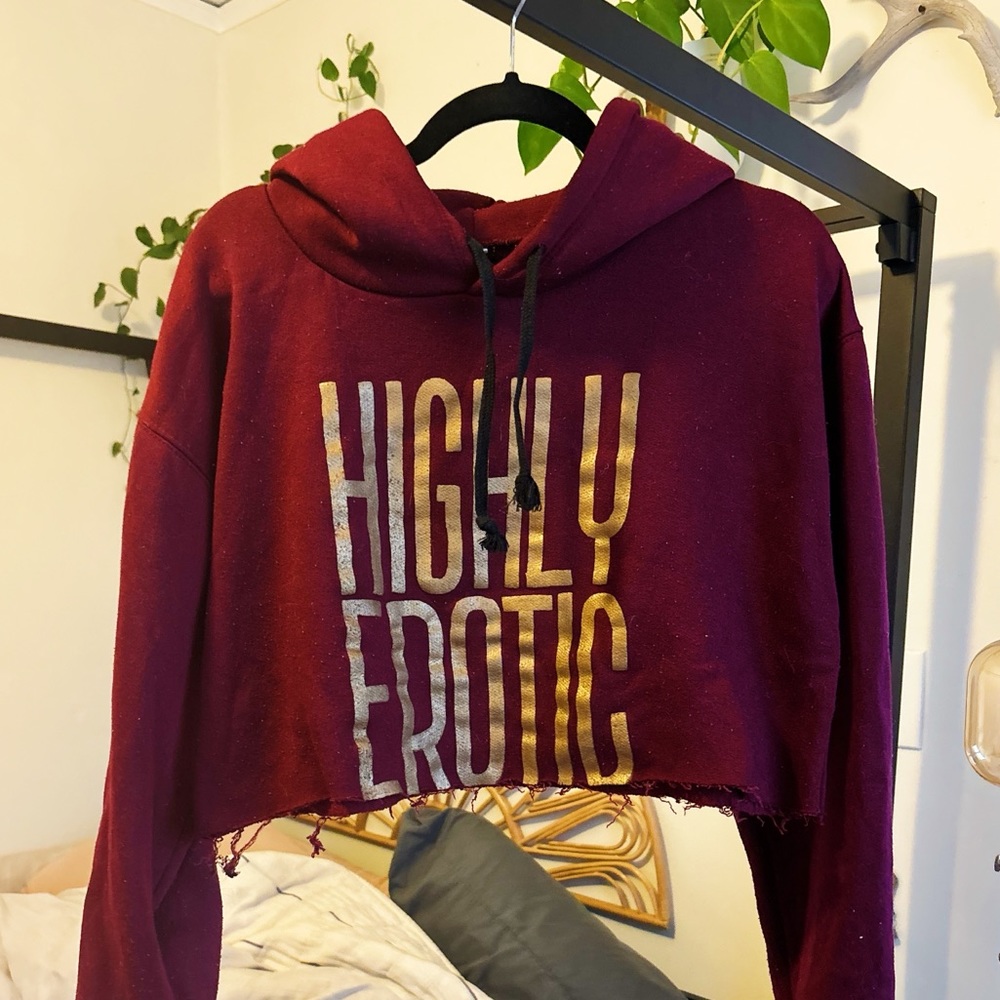 HIGHLY EROTIC CROPPED HOODIE, SIZE XL